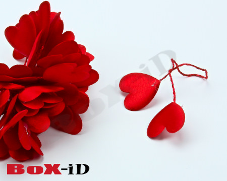 Satin hearts on wire (2) red 25mm (24pcsx2)
