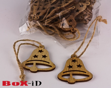 Wooden hangers with rope :  Christmas Bell (24st)