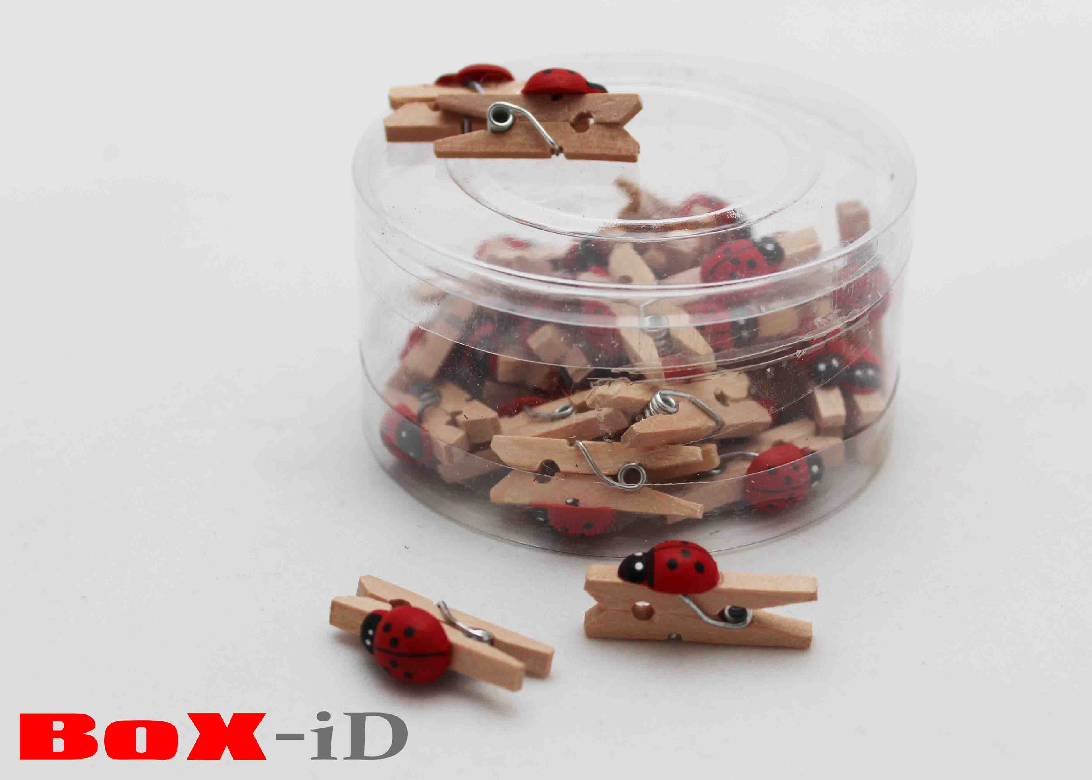 Lieveheersbeestjes hout met clip :  rood 25 mm (40st)